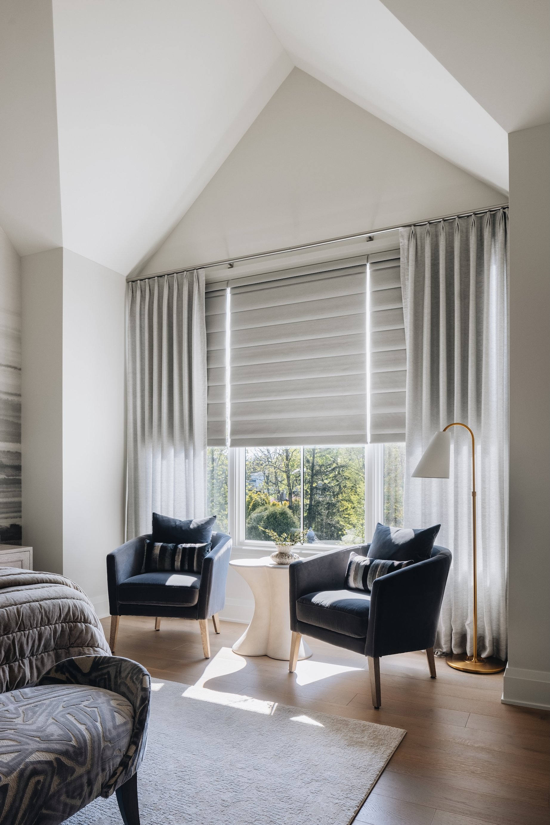 Dawn Reeves Design Luxury Interior Design Chicago Illinois Hinsdale Sitting Area Vaulted Window