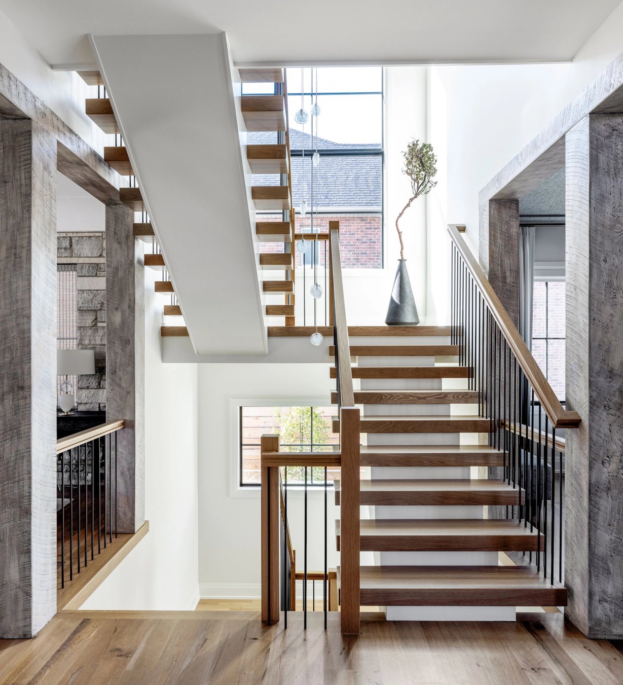 Dawn Reeves Design Luxury Interior Design Chicago Illinois Vallette Open Staircase Olive Tree