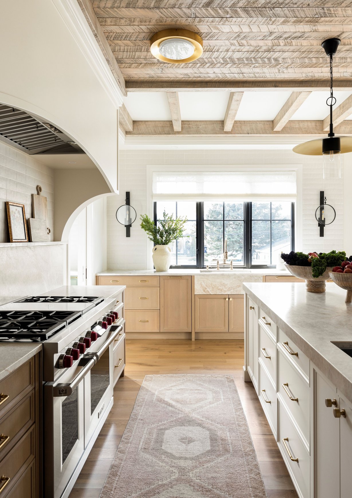 Dawn Reeves Design Luxury Interior Design Chicago Illinois Vallette Kitchen Range Herringbone Ceiling