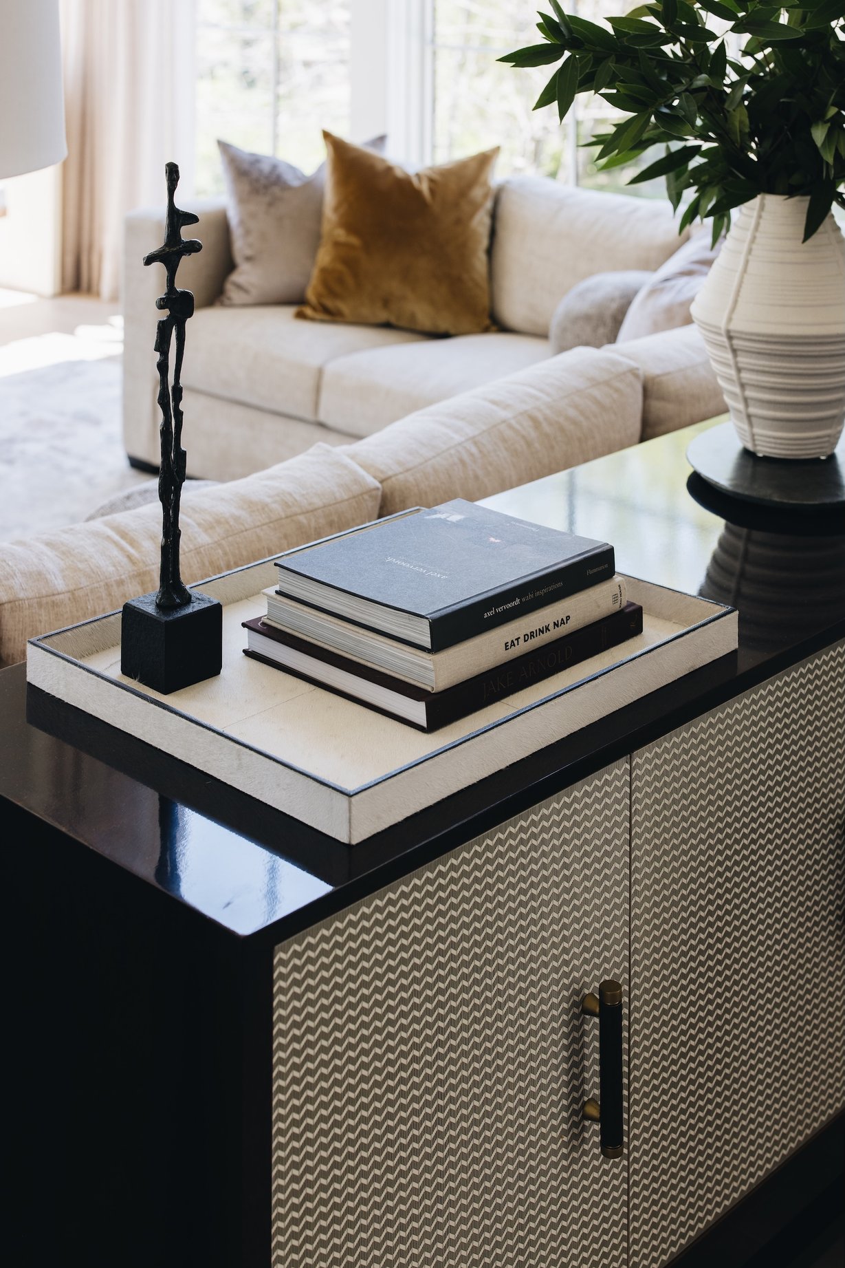Dawn Reeves Design Luxury Interior Design Chicago Illinois Hinsdale Living Room Tray Detail