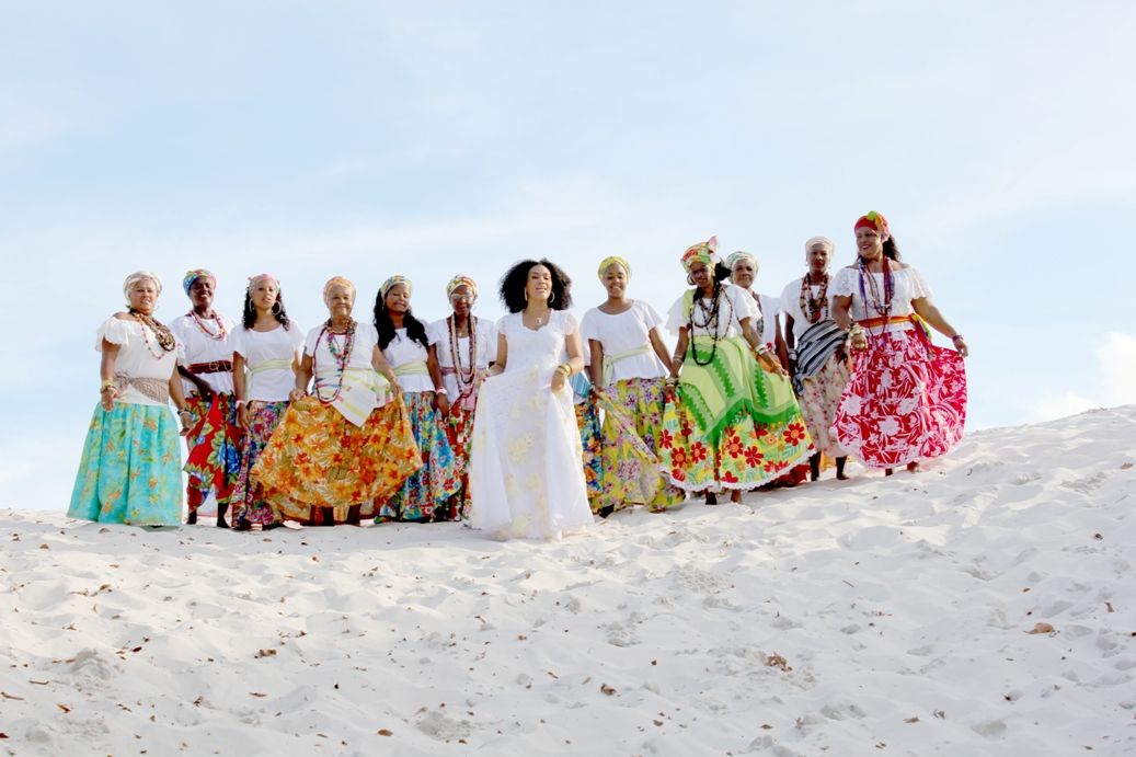 Mariene de Castro em gravação de videoclipe com participação especial das Ganhadeiras de Itapuã. Foto: Edvaldo Borges