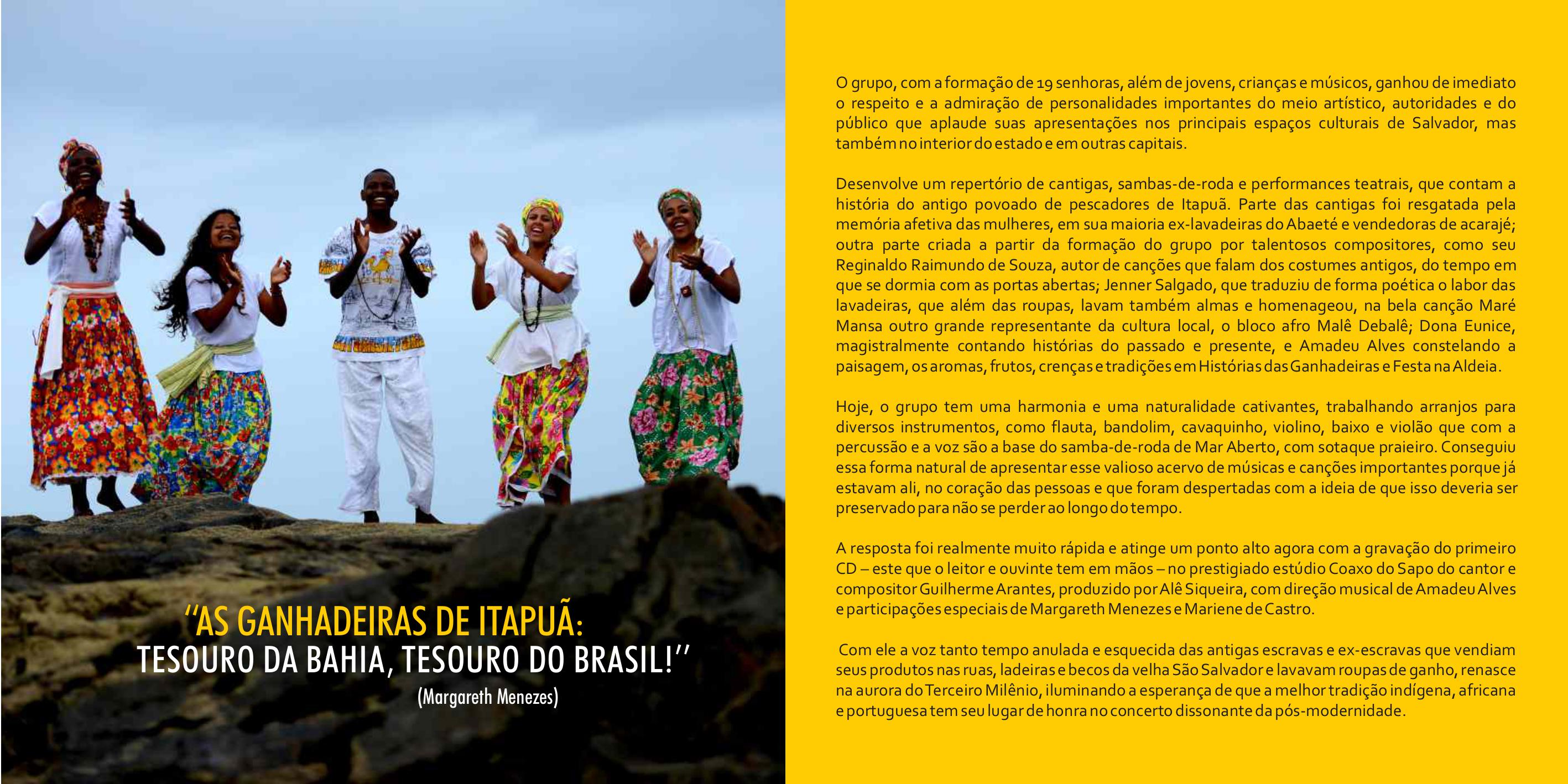 Destaques do encarte do CD "Ganhadeiras de Itapuã" (Coaxo de Sapo, 2014)