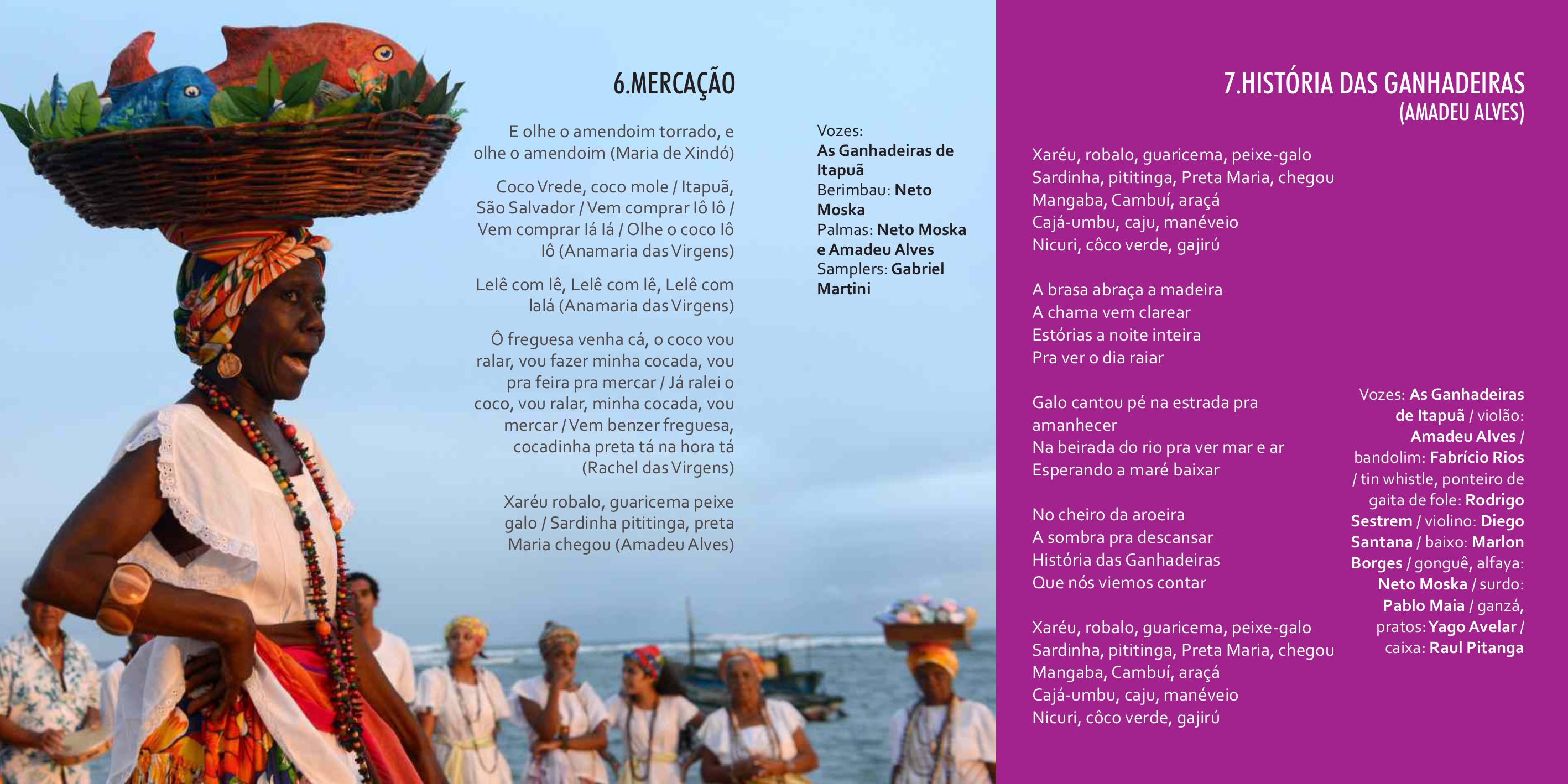 Destaques do encarte do CD "Ganhadeiras de Itapuã" (Coaxo de Sapo, 2014)