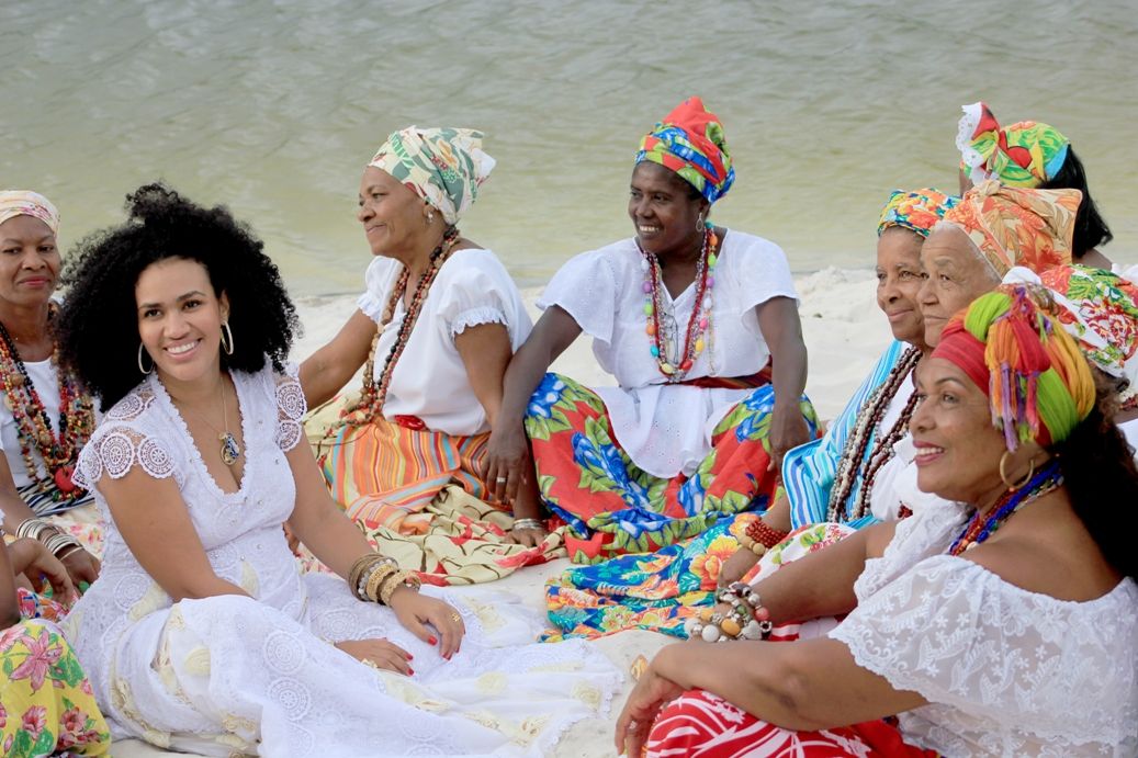 Mariene de Castro em gravação de videoclipe com participação especial das Ganhadeiras de Itapuã. Foto: Edvaldo Borges