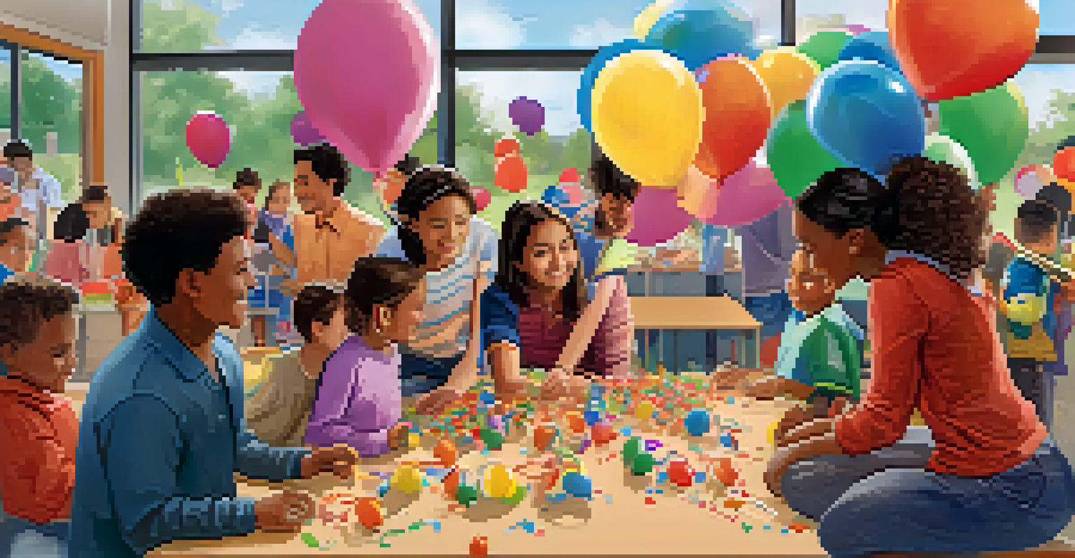 Parents and children participating in a family night event at a school, engaging in activities and enjoying the community atmosphere.