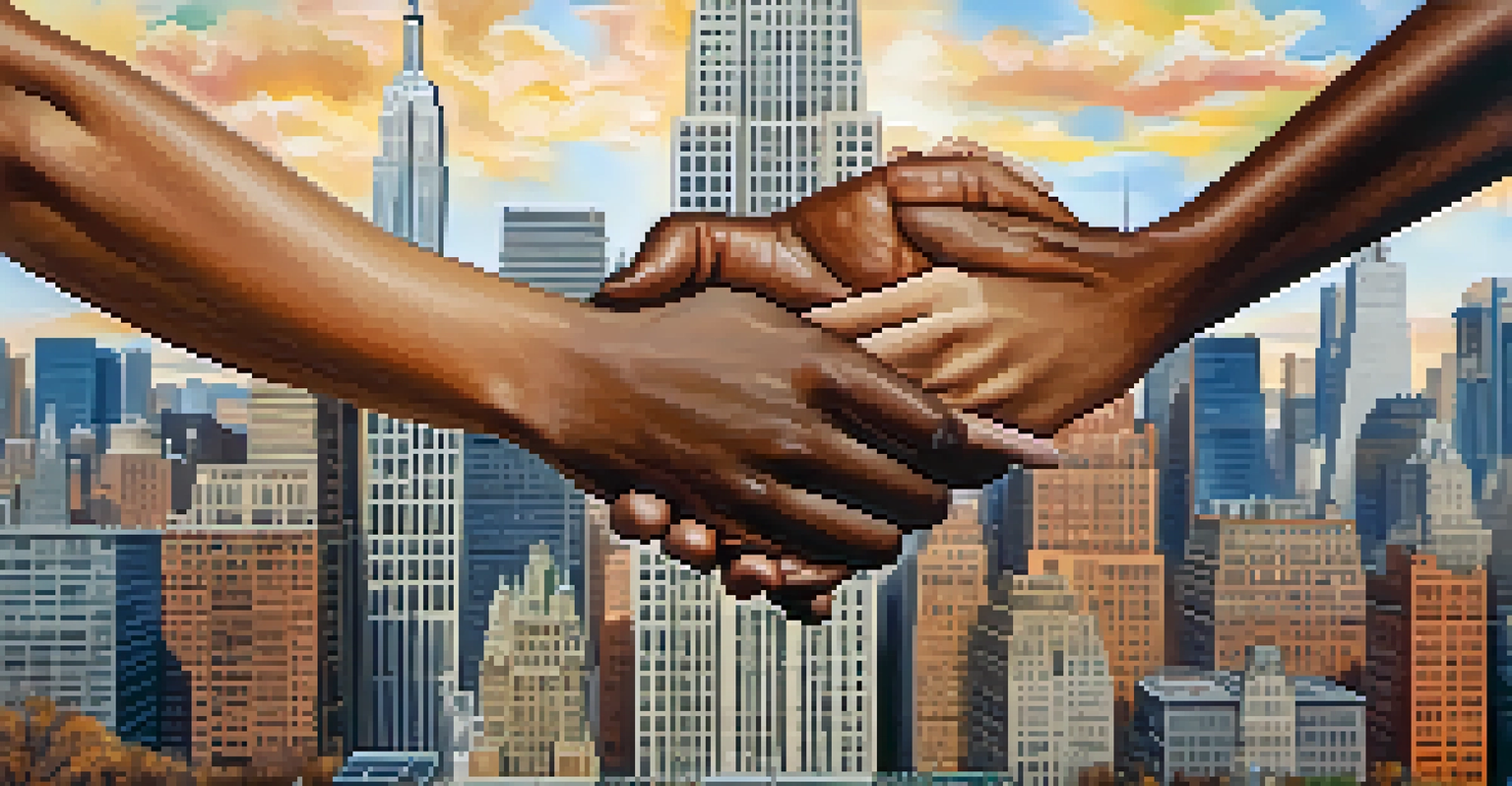 A close-up of diverse hands holding a puzzle piece, symbolizing collaboration in New York's legislative processes.