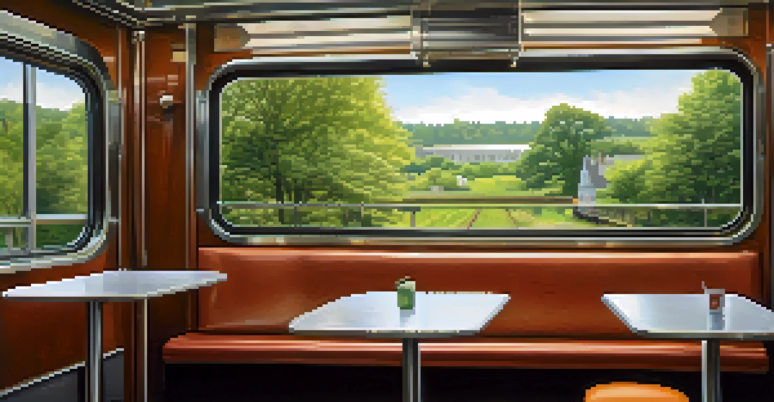 Inside a Long Island Rail Road train with commuters looking out at suburban landscapes.