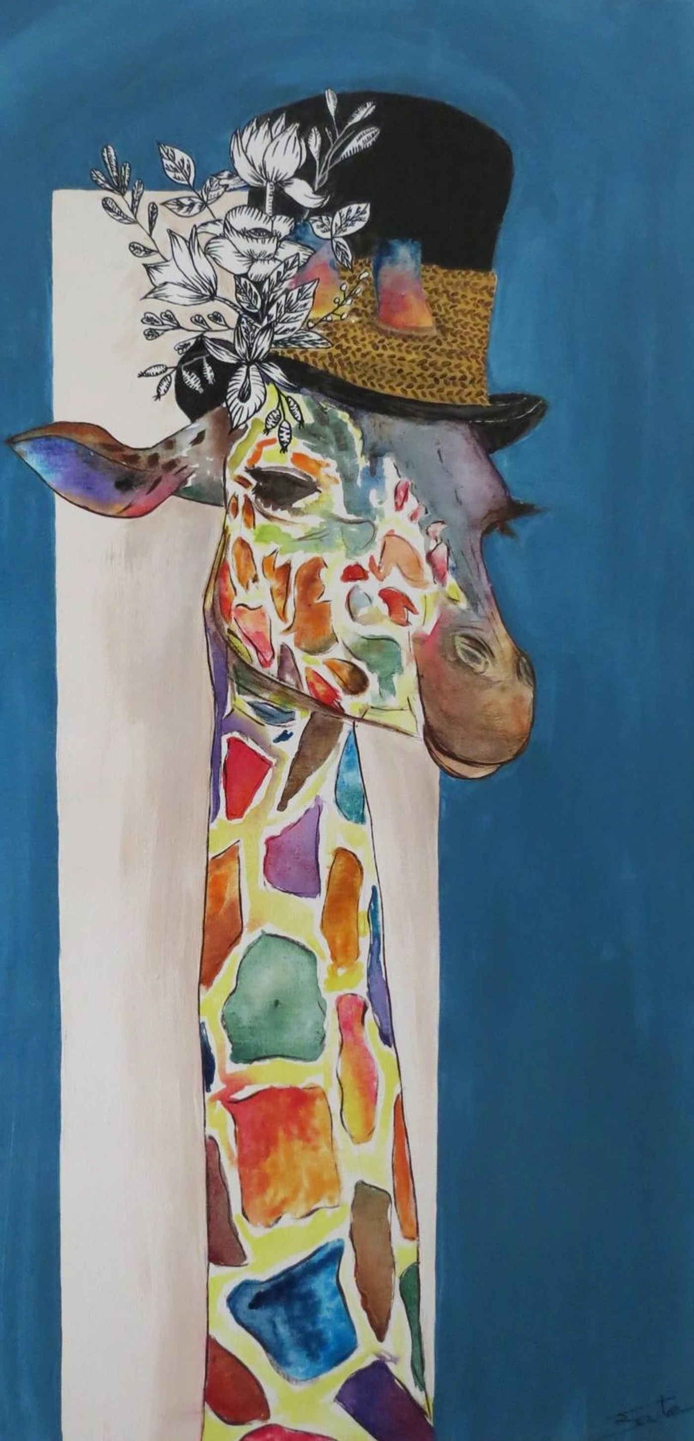 La Giraffe aux Fleurs Noires