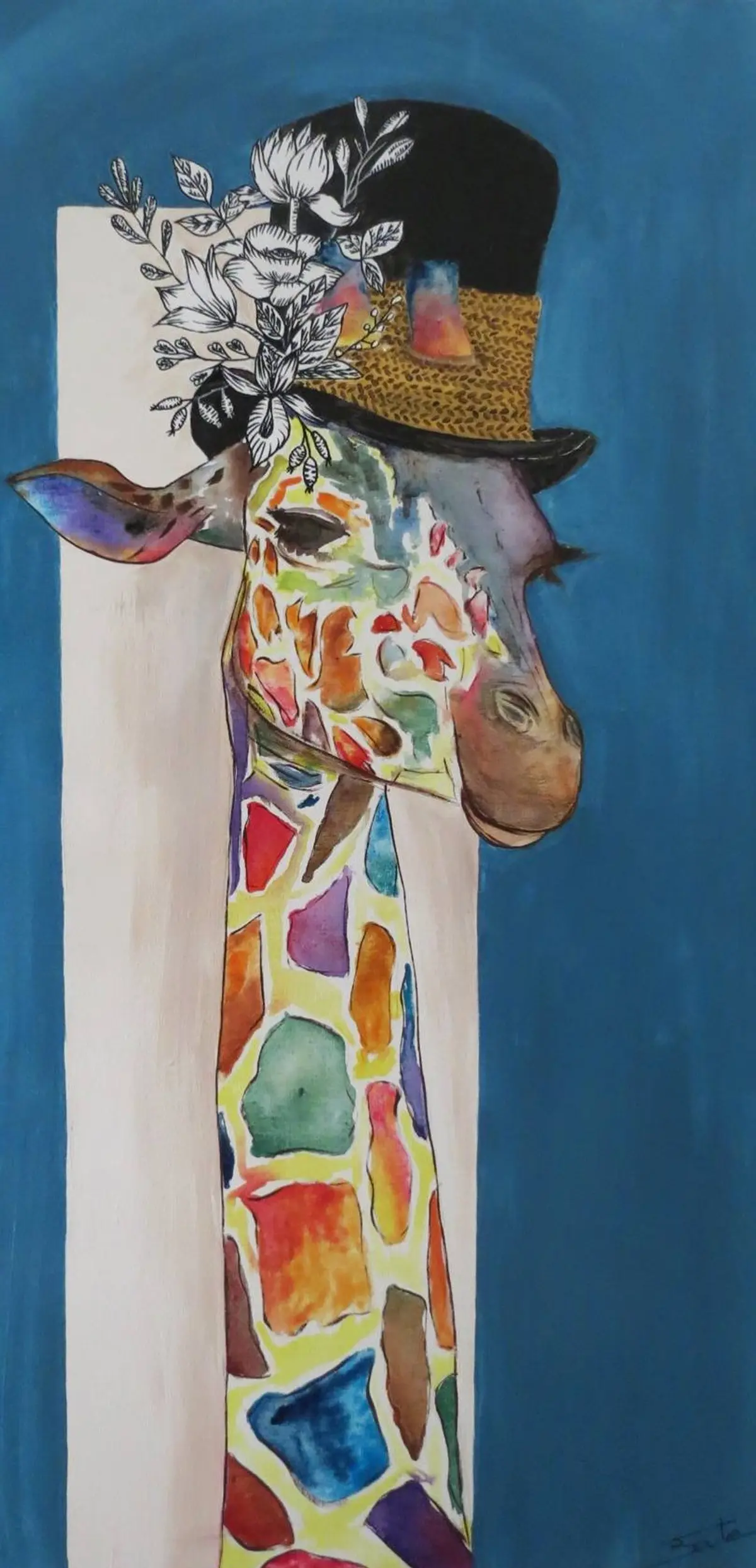 La Giraffe aux Fleurs Noires