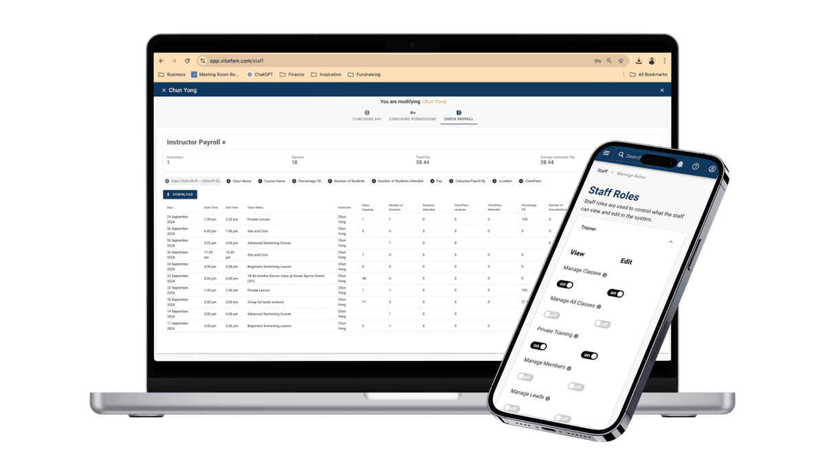 Instructor Payroll & Access for Pilates Studios