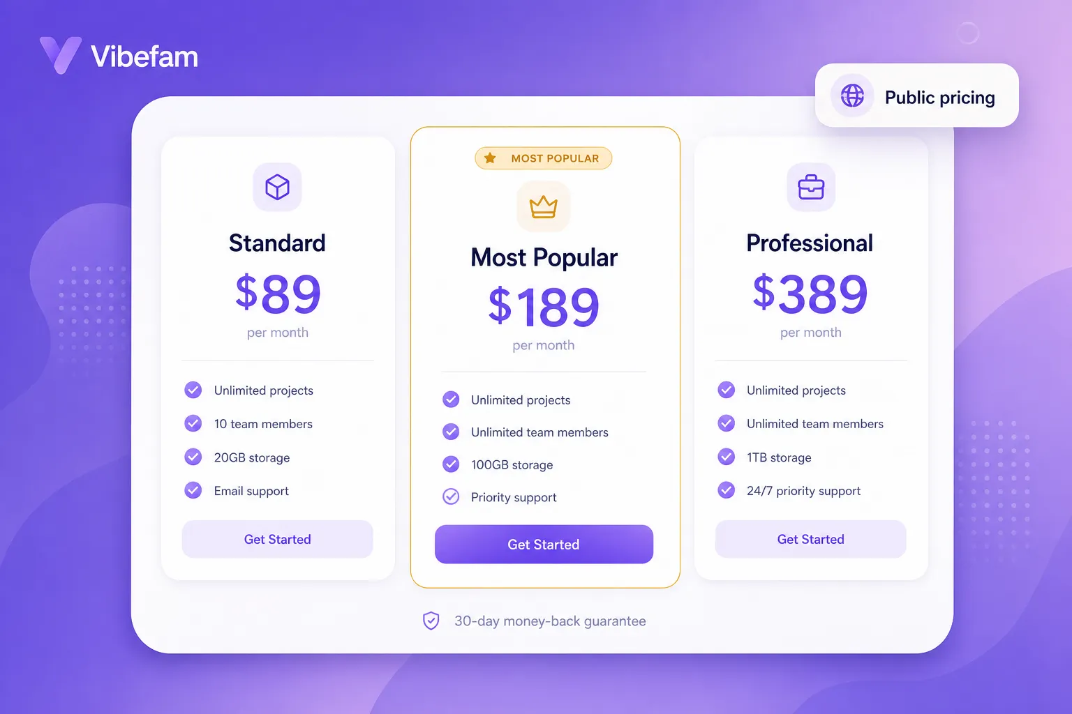 Flexible monthly pricing. Leave any time.