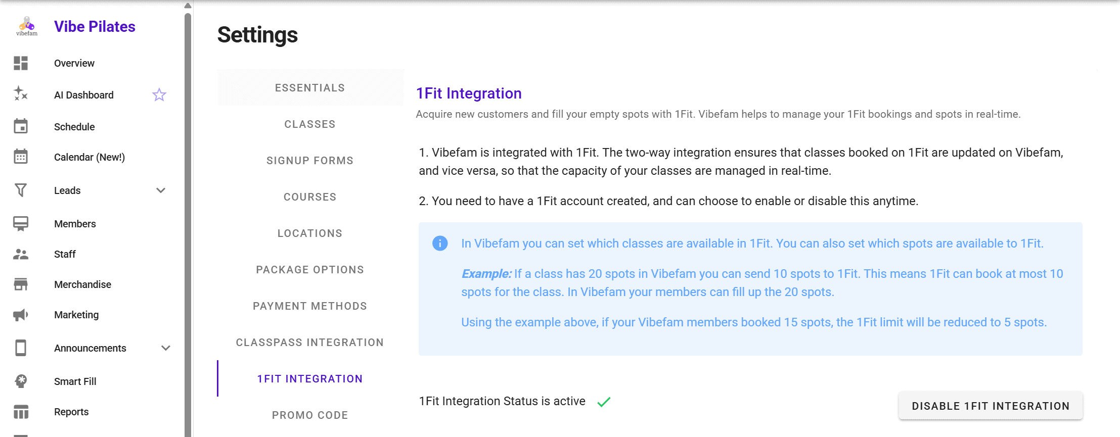 1FIT Integration Feature
