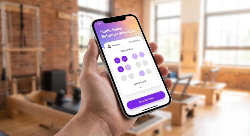 A member browsing a studio's branded app class schedule
