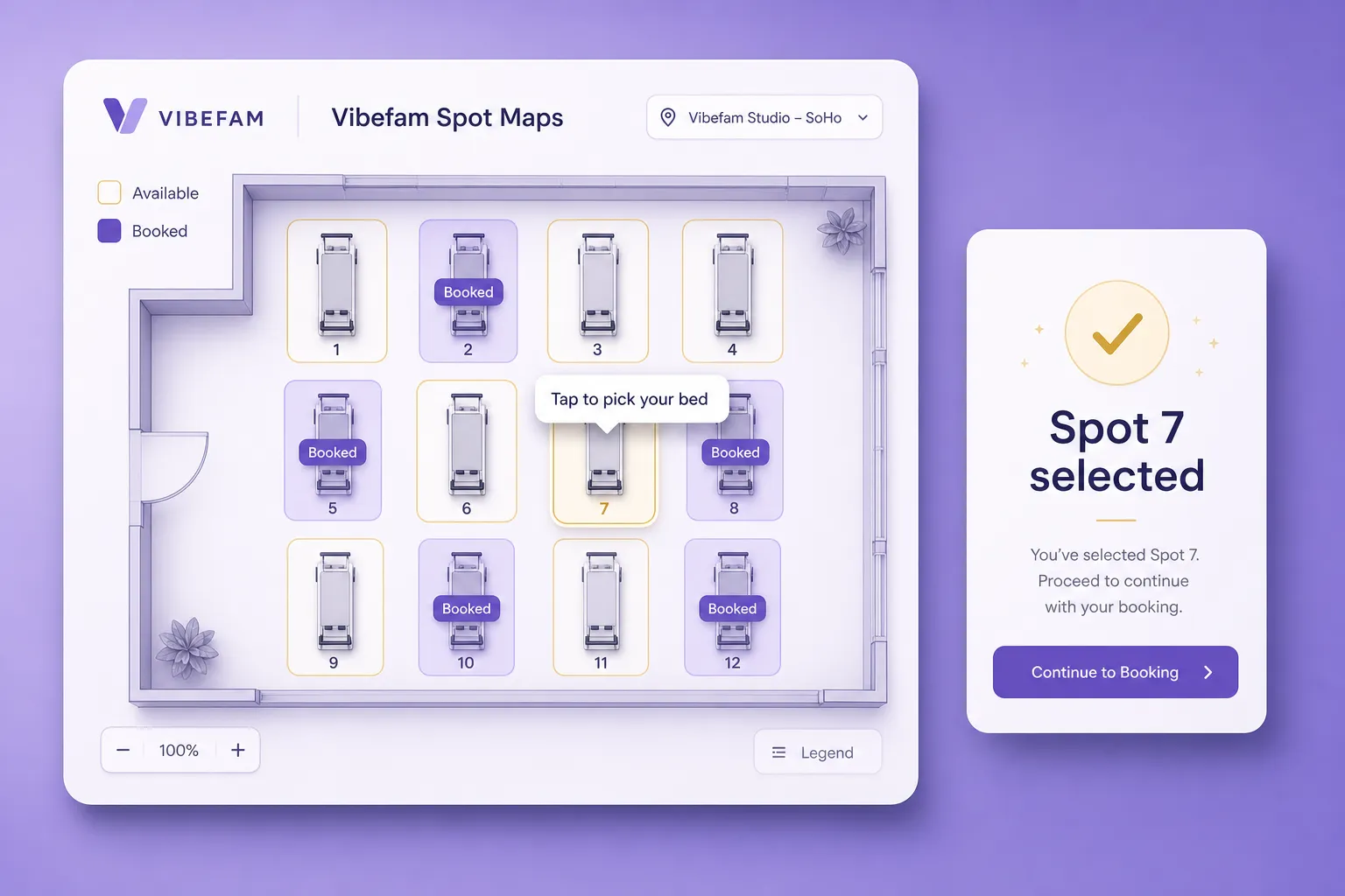 Vibefam Spot Maps for assigned-spot classes inside a hybrid model.
