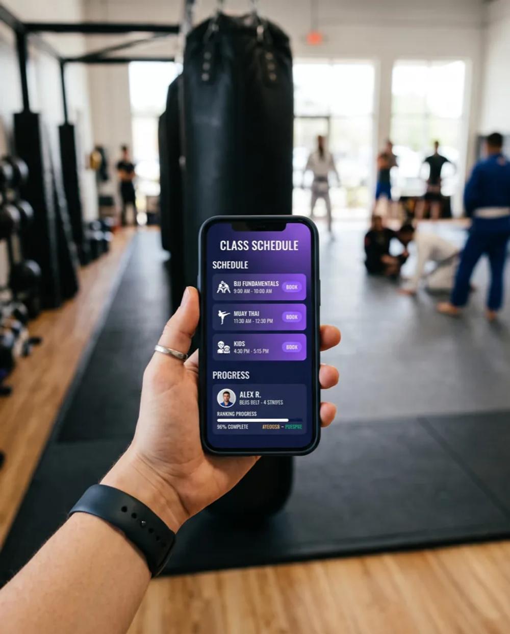 A member browsing a studio's branded app class schedule