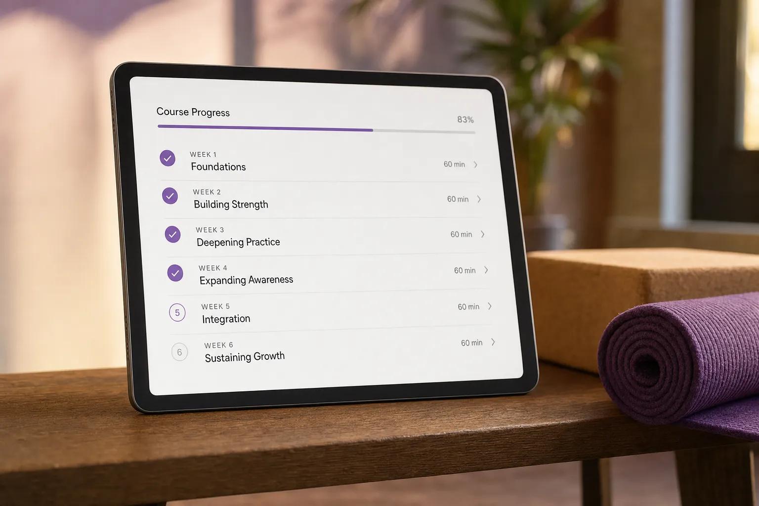 A structured multi-week course with enrolment, capacity, and session tracking in Vibefam