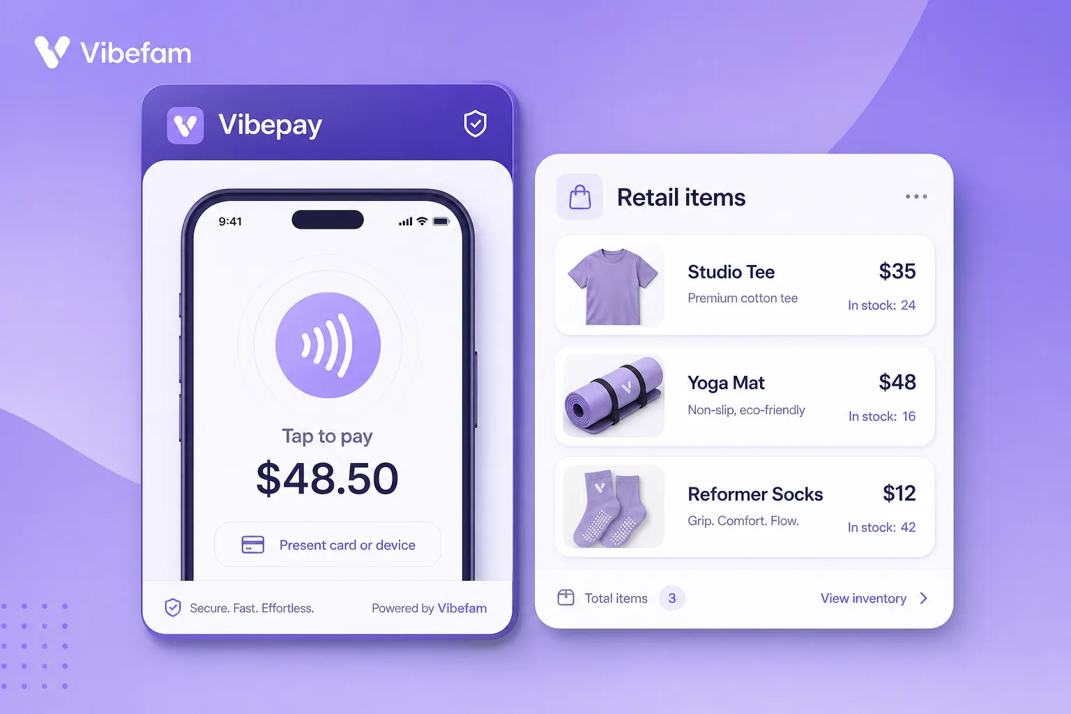 Retail and Vibepay built in, not bolted on.