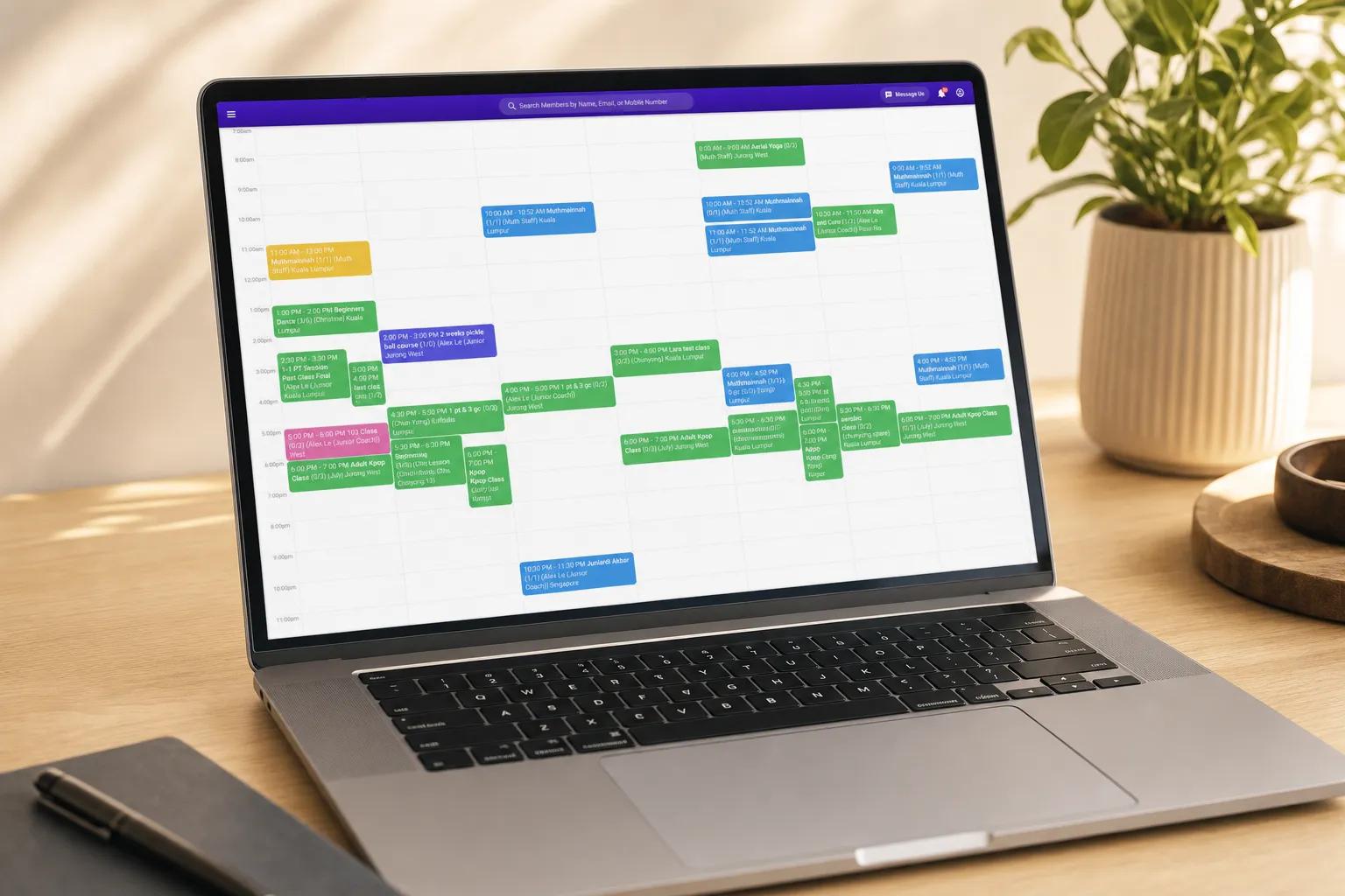 Instructor setting recurring availability windows once in Vibefam for members to book all year
