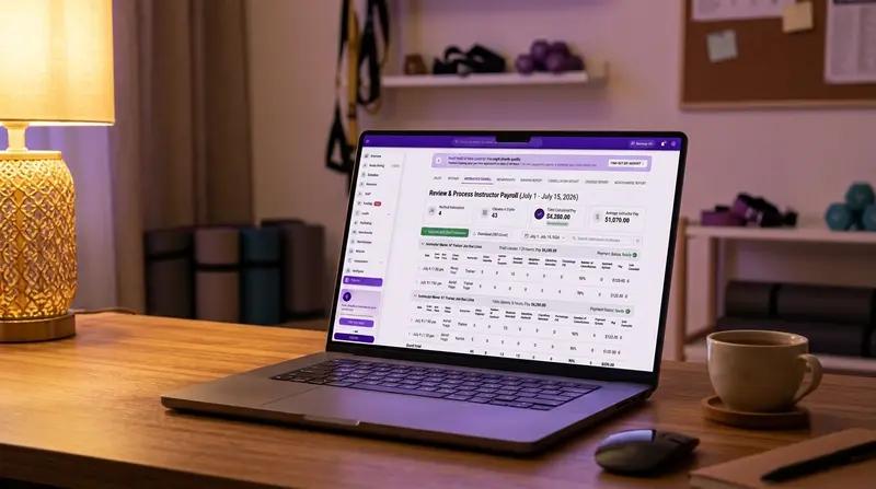 Instructor payroll calculated and ready for review in Vibefam's fitness studio management software