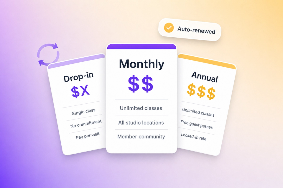 Stylized membership and pricing cards