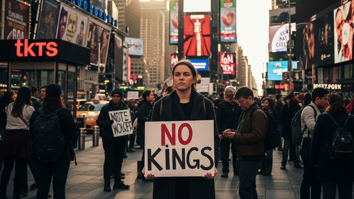Is the "no kings protest" in NYC peaceful, or have there been any incidents of violence?