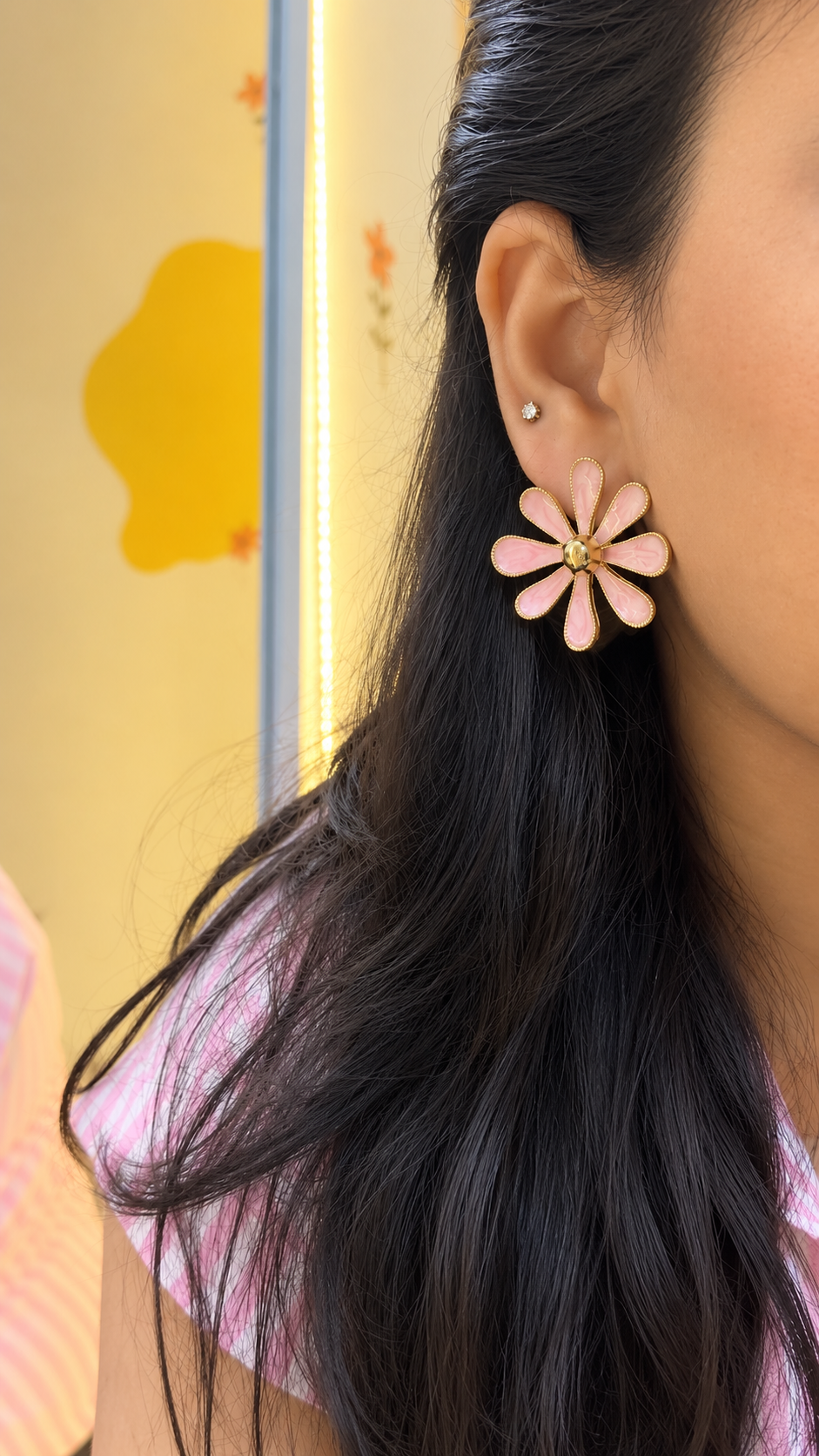 Enamel Daisy Stud Earrings