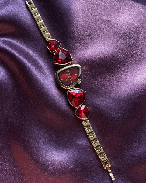 Red Crystal Bracelet Watch — anti-tarnish enamel watches by GetSetBuyy — image 2 of 2