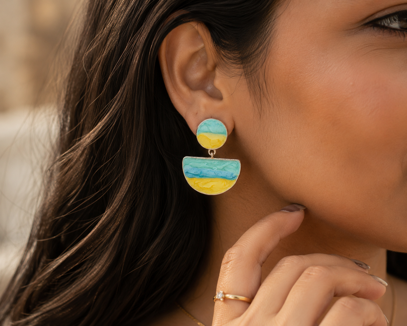 Abstract Horizon Geometric Drop Earrings