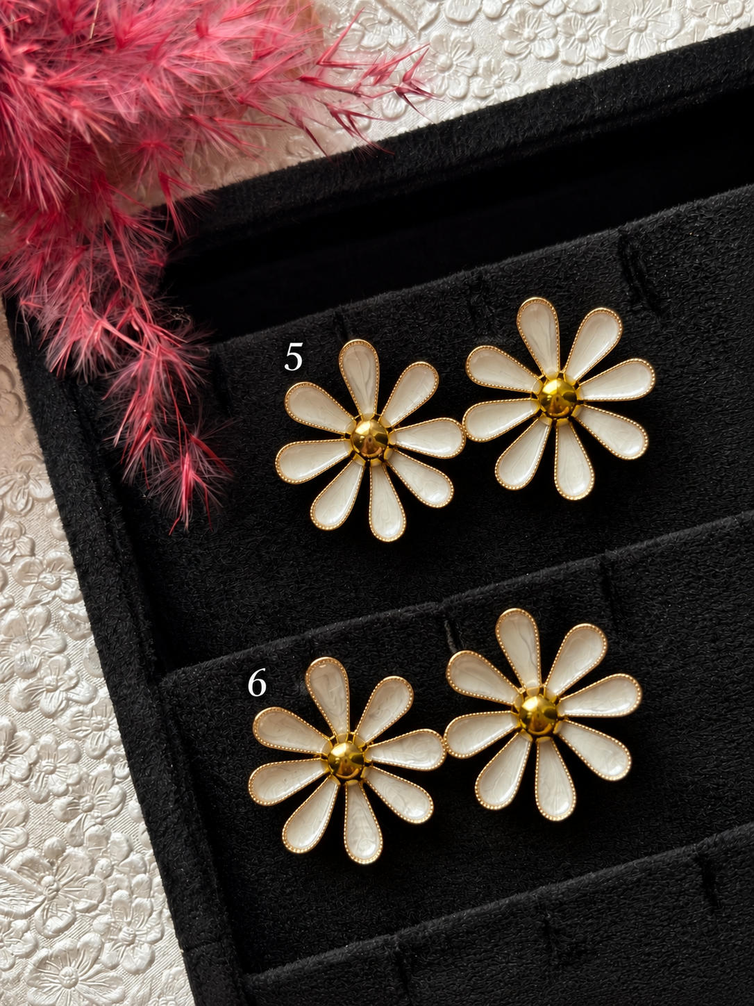 Enamel Daisy Stud Earrings