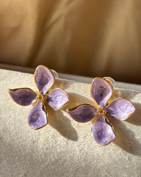 Four Petal Flower Earring — anti-tarnish enamel earrings by GetSetBuyy — image 1 of 2