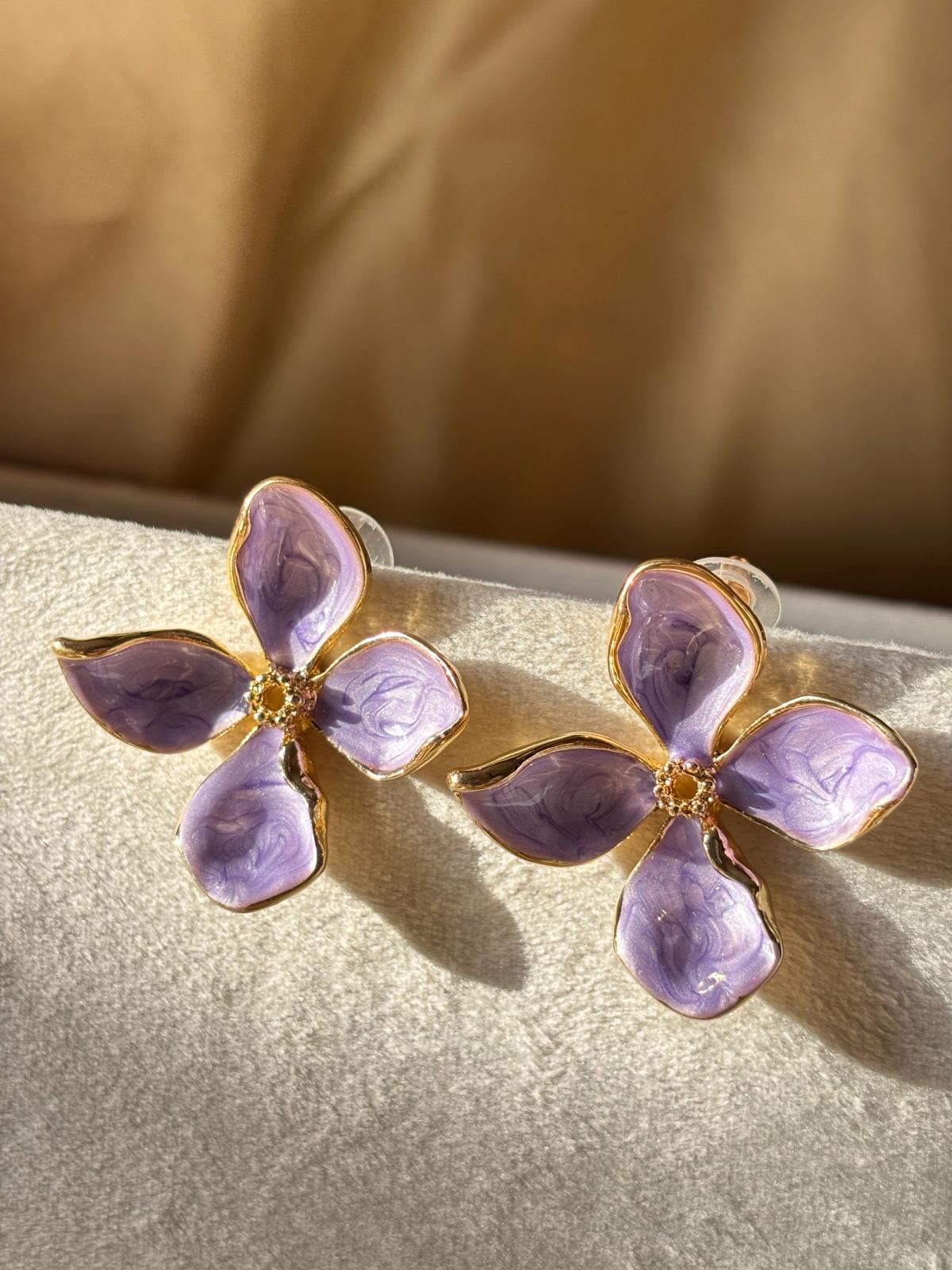 Four Petal Flower Earring — anti-tarnish enamel earrings by GetSetBuyy — image 1 of 2