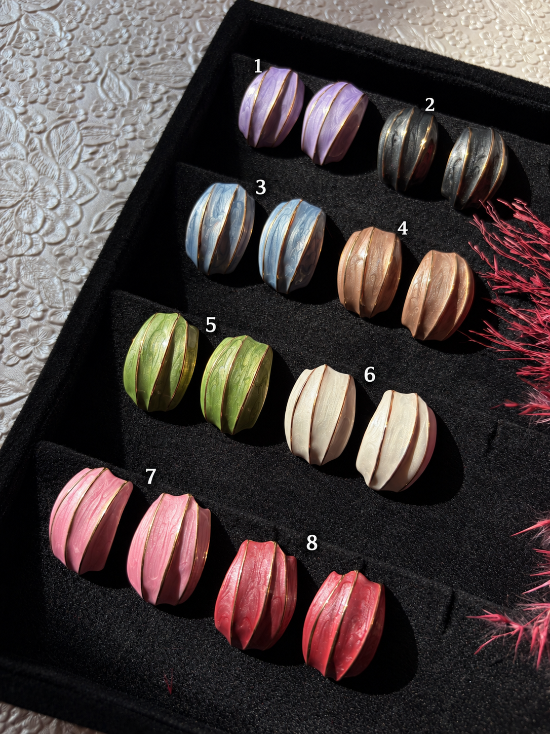 Grooved Pearlescent Shell Earrings