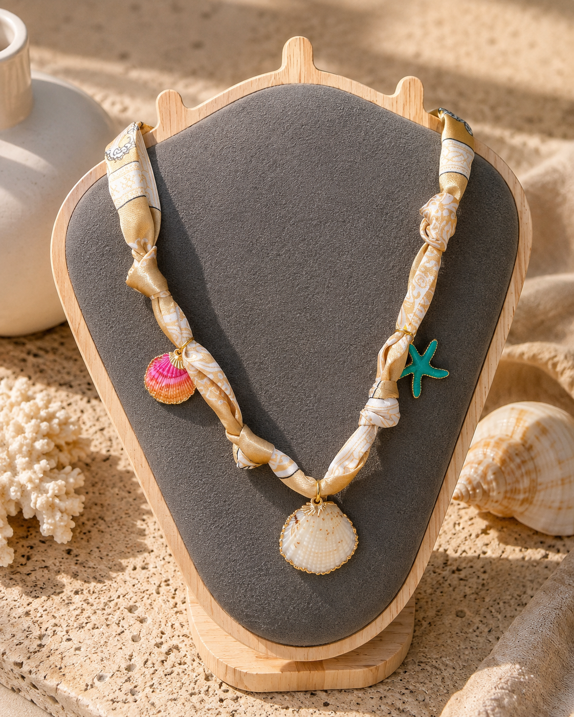 Golden Sands Shell Silk Neckpiece