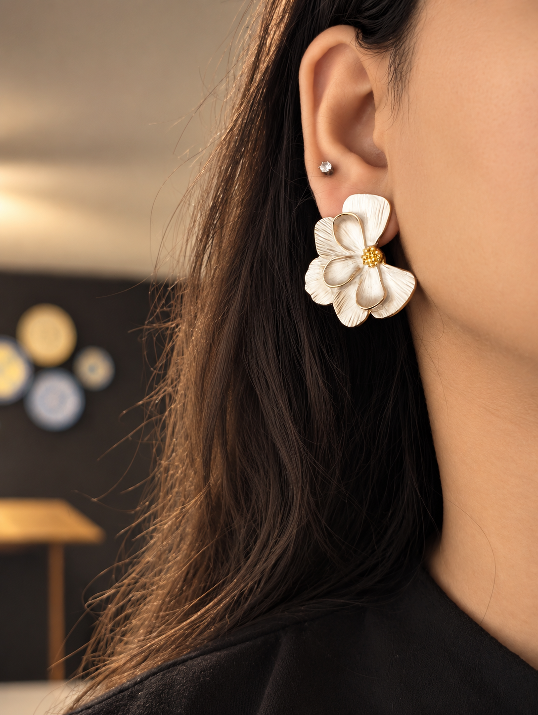 Textured Blossom Statement Earrings