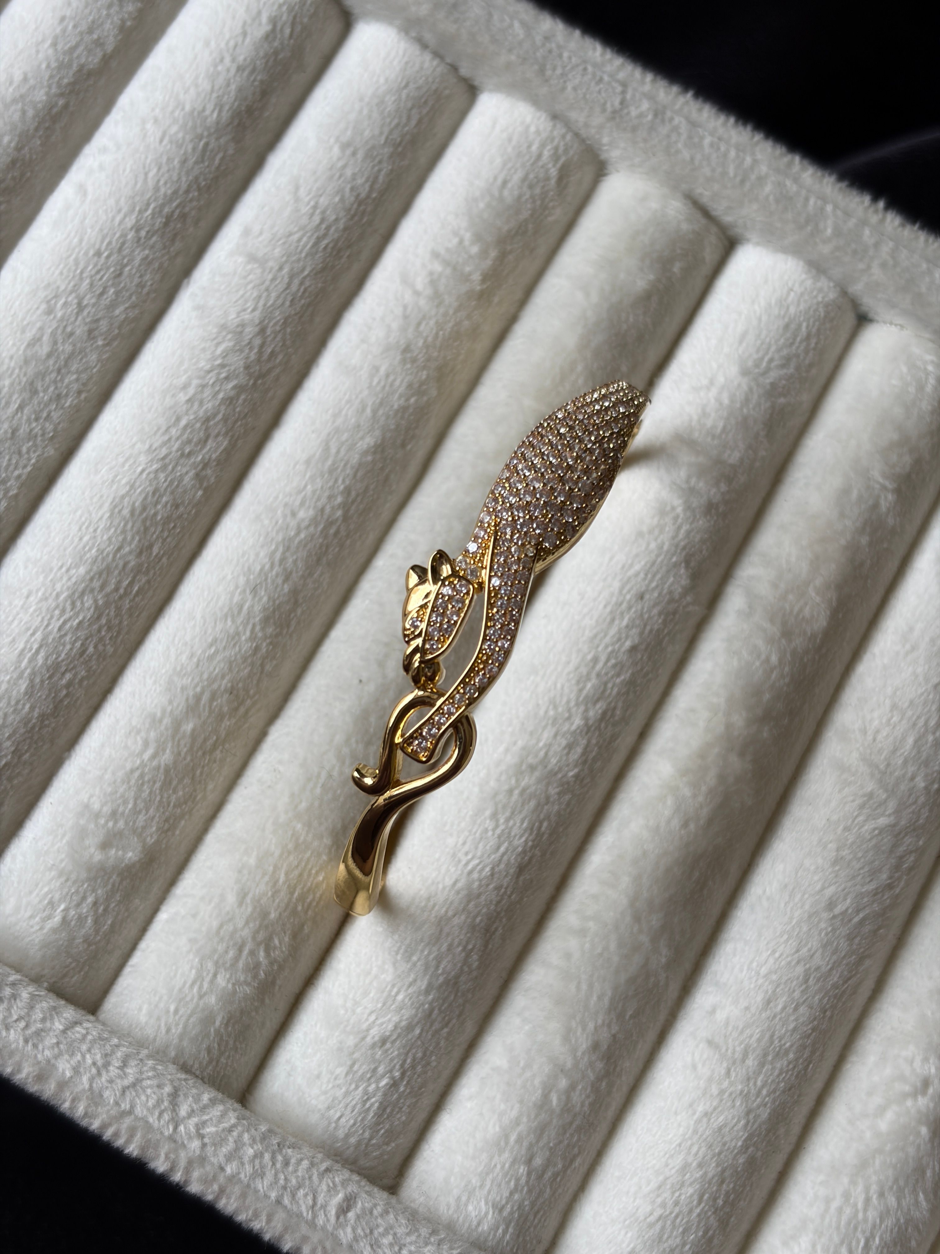 Golden Crystal Panther Bracelet