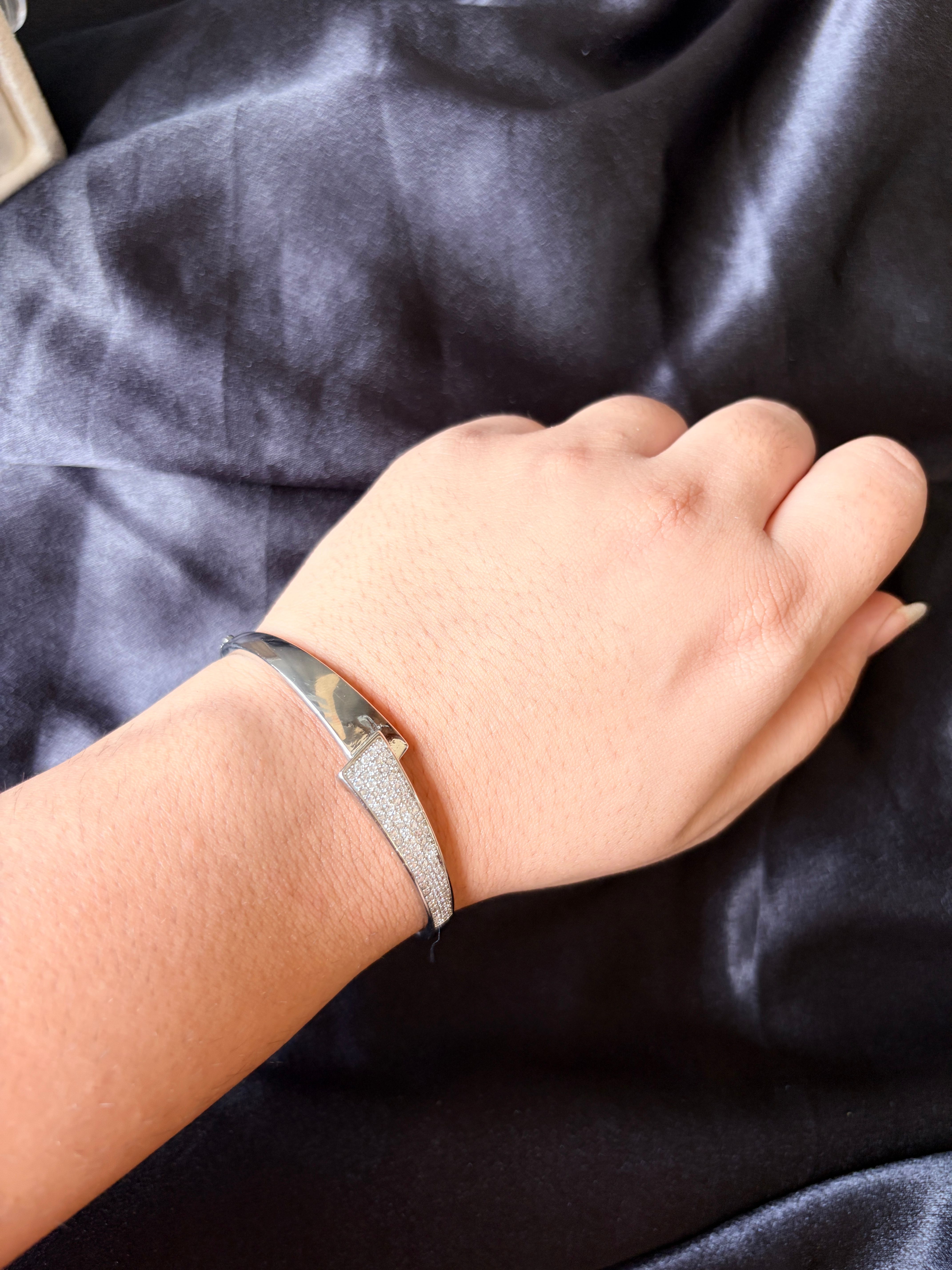 Silver Asymmetric Crystal Bracelet