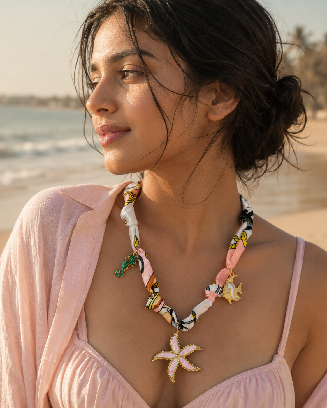 Coral Reef Silk Charm Neckpiece