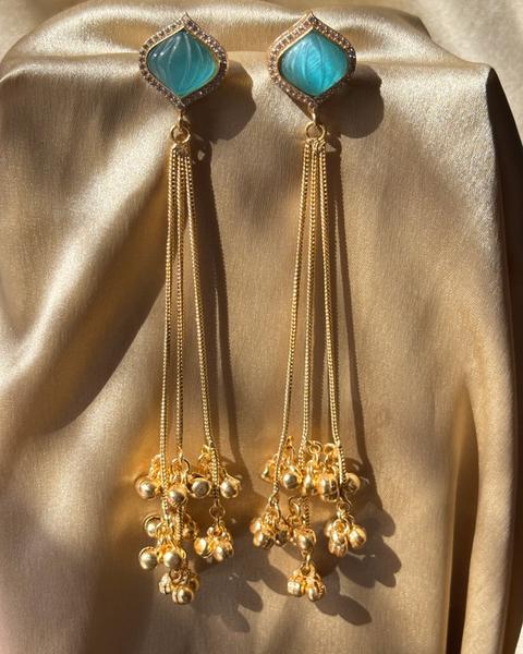 The Firozi Fringe — anti-tarnish enamel earrings by GetSetBuyy — image 1 of 2