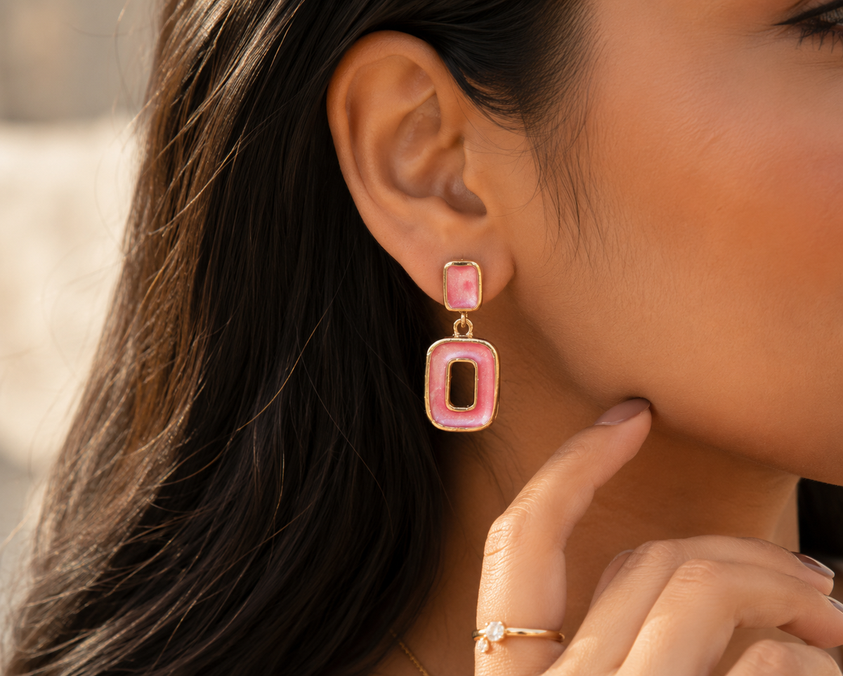 Retro Geometric Link Drop Earrings