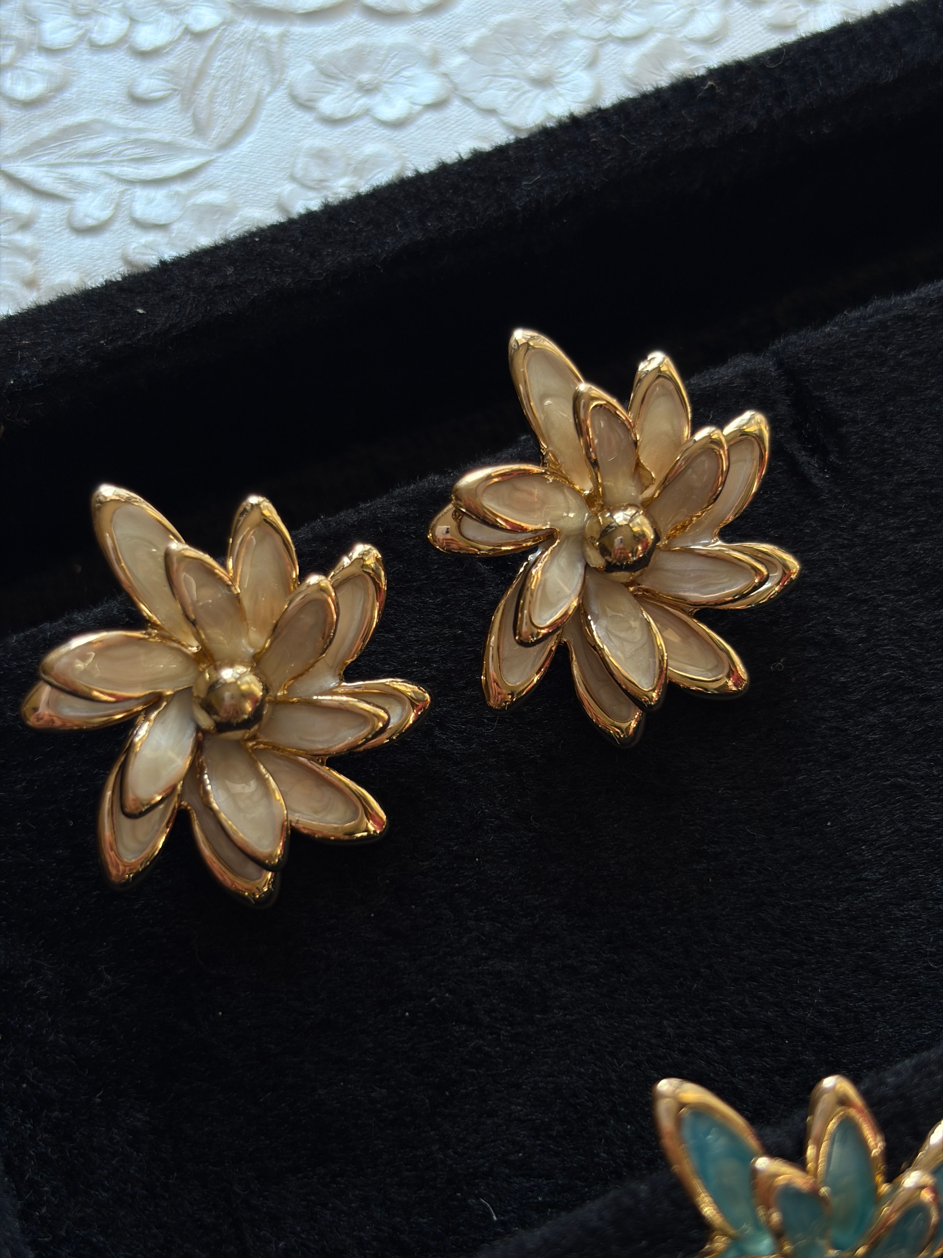 Pearlescent Lotus Stud Earrings