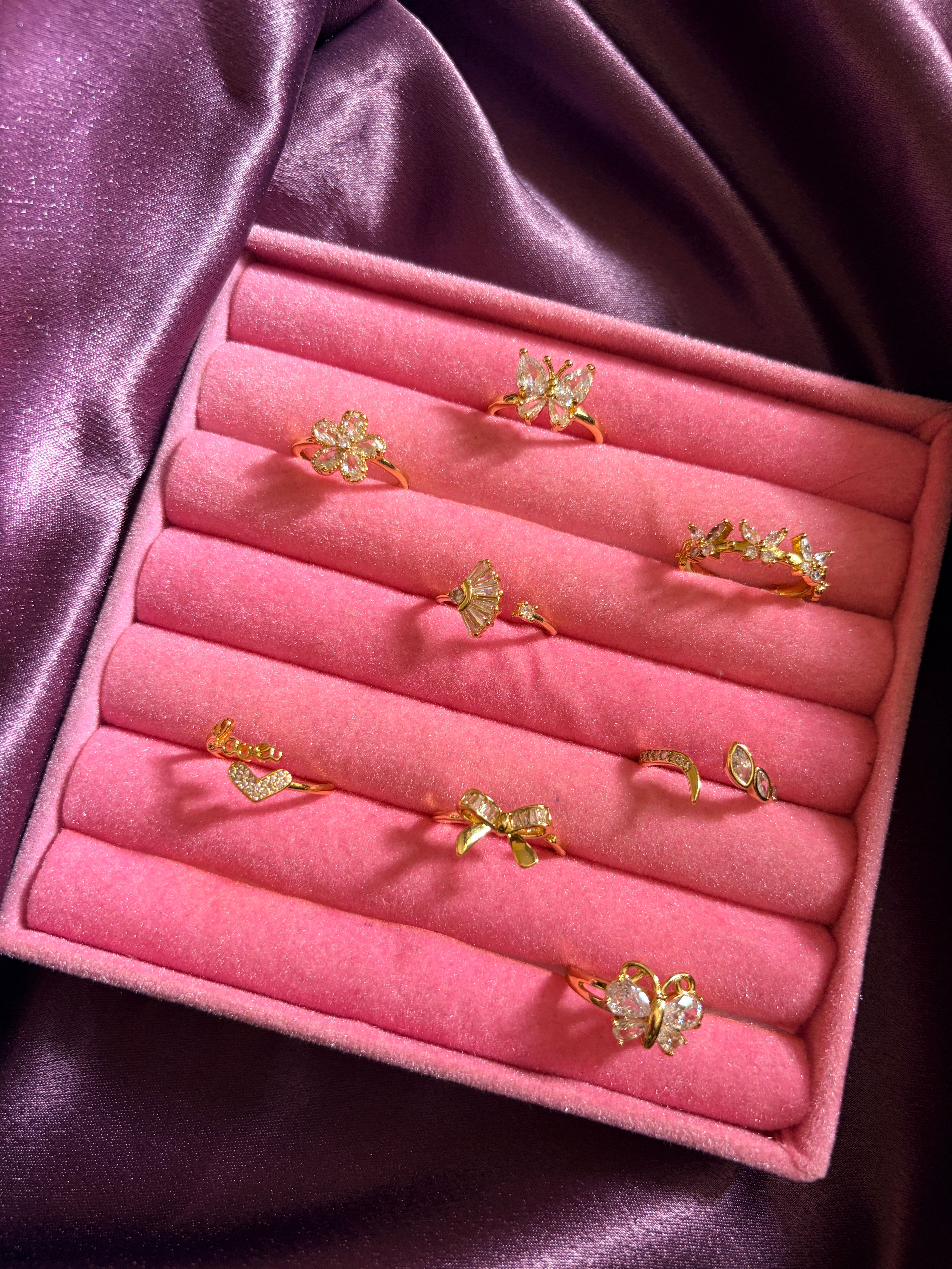 The Dainty Crystal Stacking Rings (Adjustable)