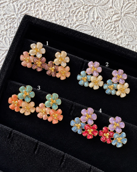 Pearlescent Blossom Trio Stud Earrings
