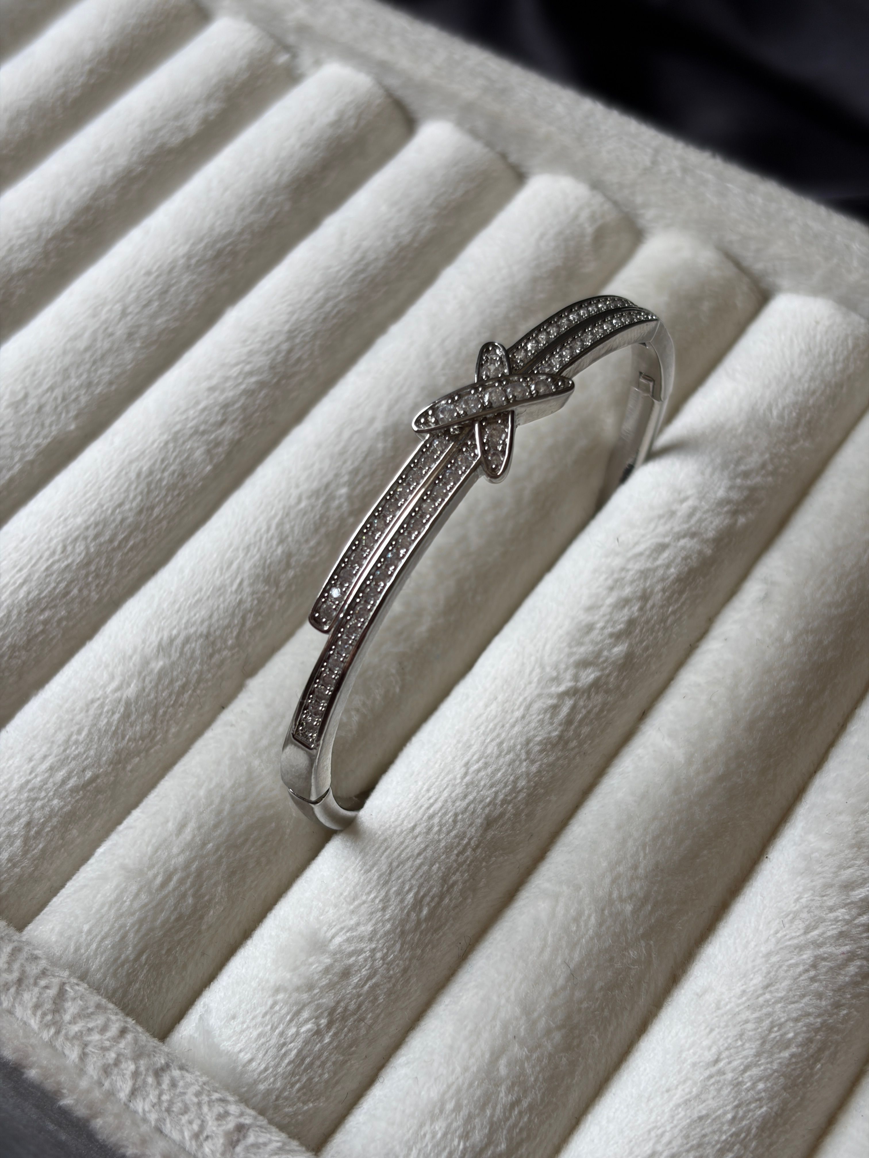 Silver Crossover Crystal Bracelet