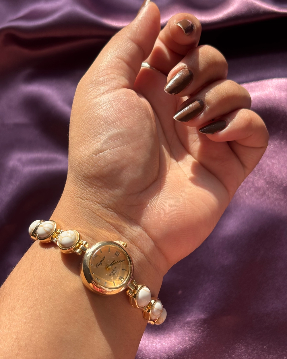 Marble Gold Bracelet Watch — anti-tarnish enamel watches by GetSetBuyy — image 1 of 4