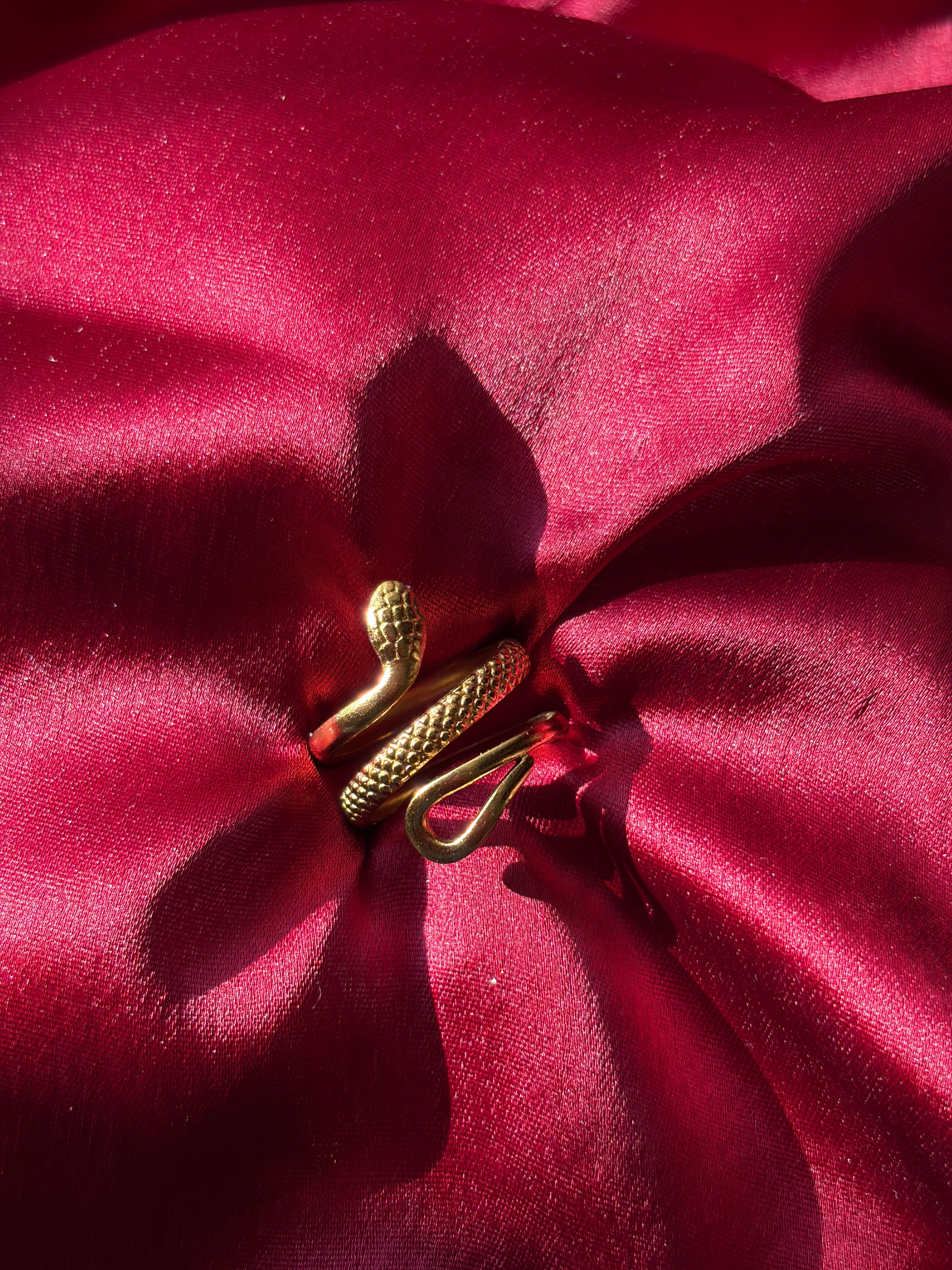 Gold Snake Ring — gold-plated stainless steel, close-up view