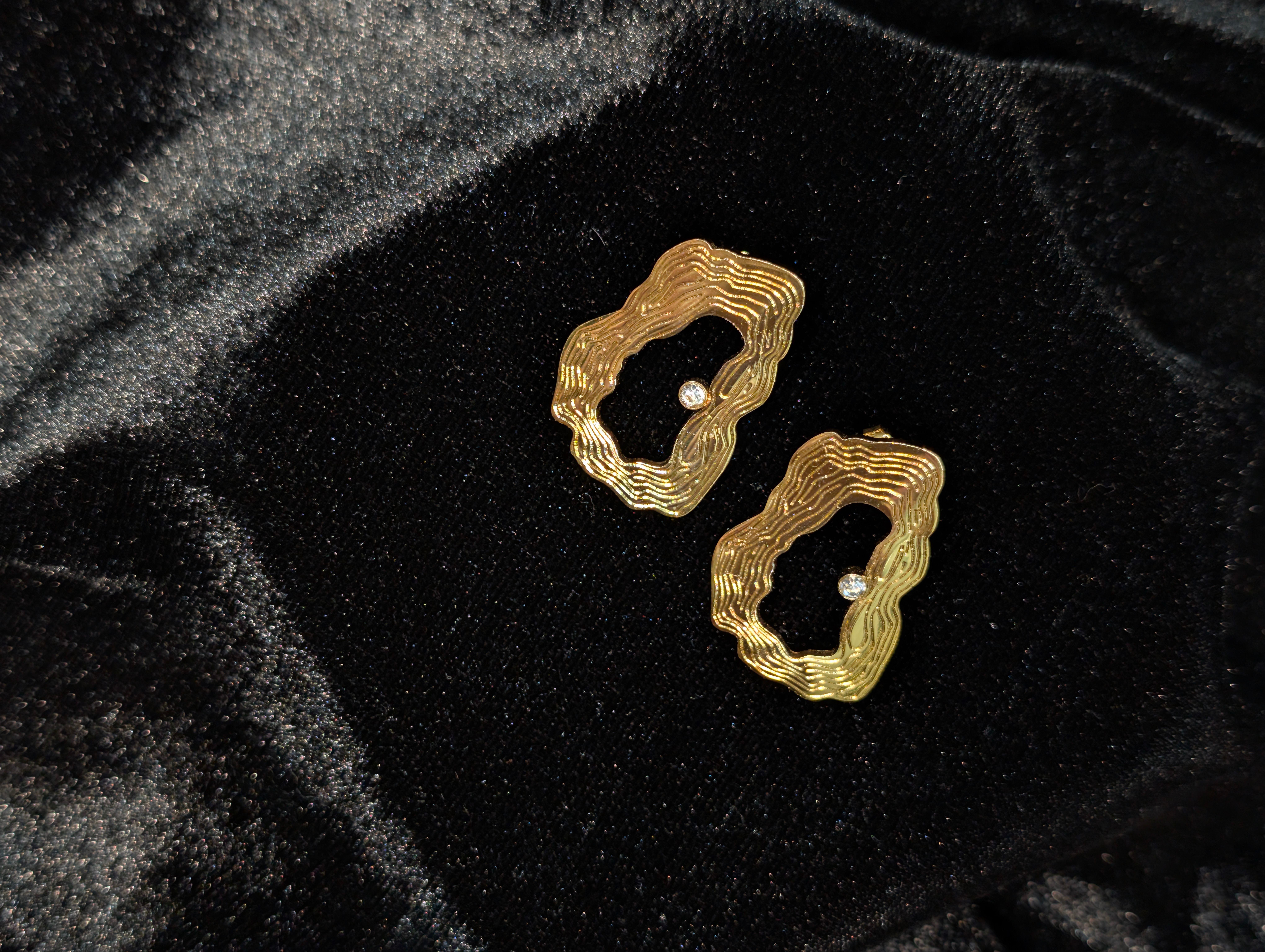 Gold Abstract Wave Earrings