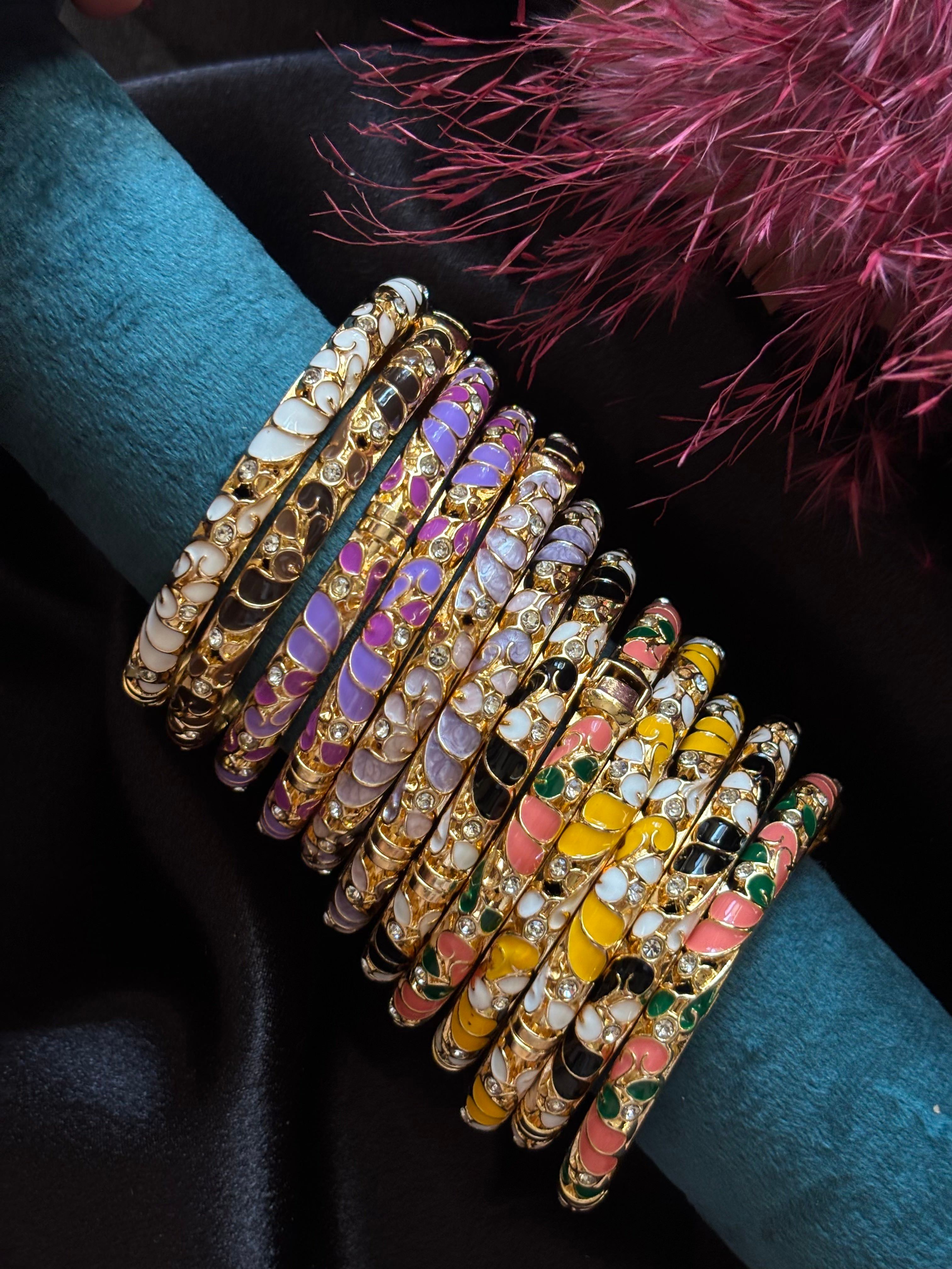 Dainty Elegant Stone Enamel Kada