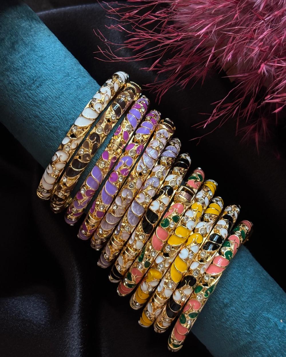 Dainty Elegant Stone Enamel Kada