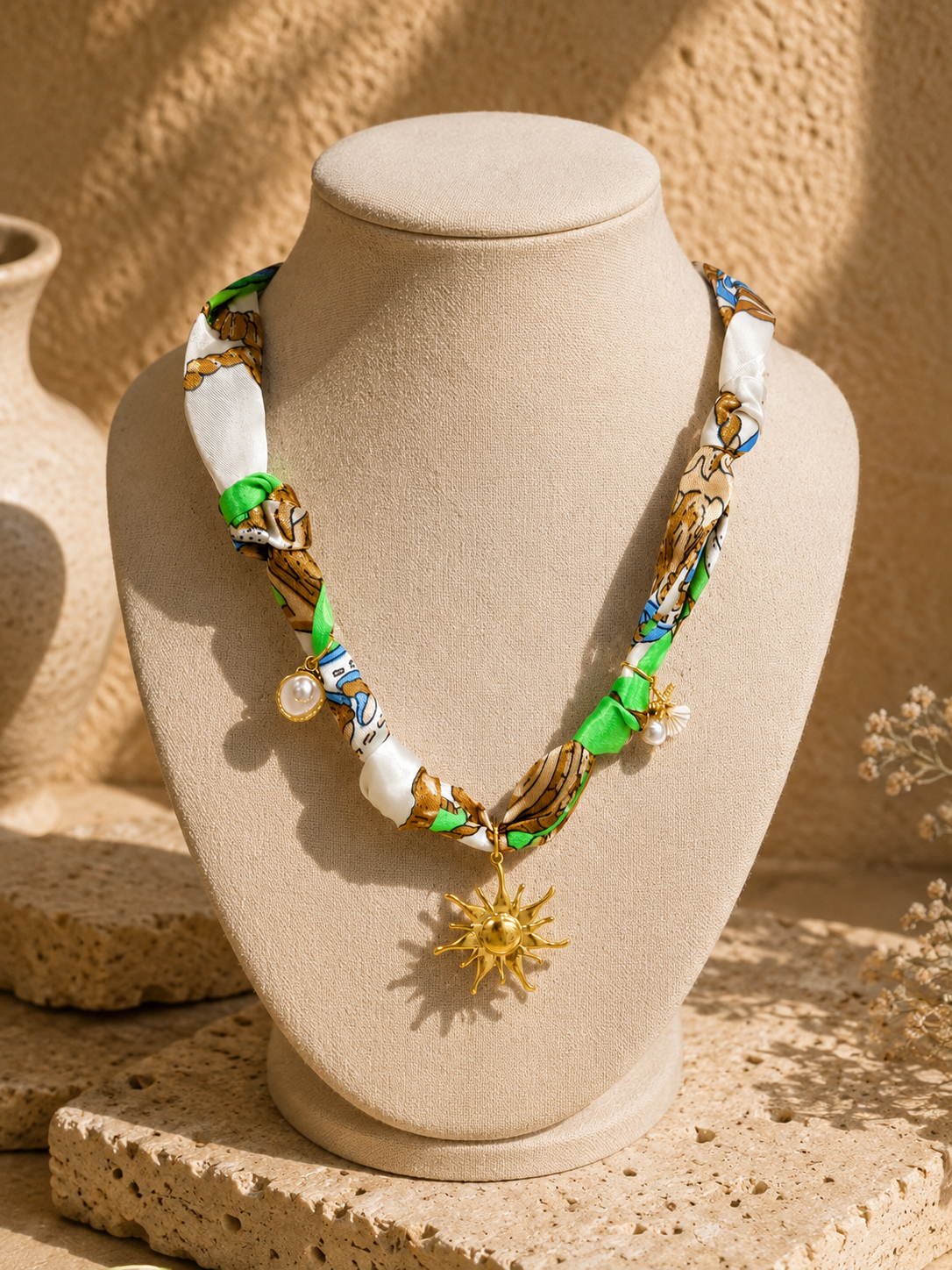 Golden Sunburst Silk Neckpiece