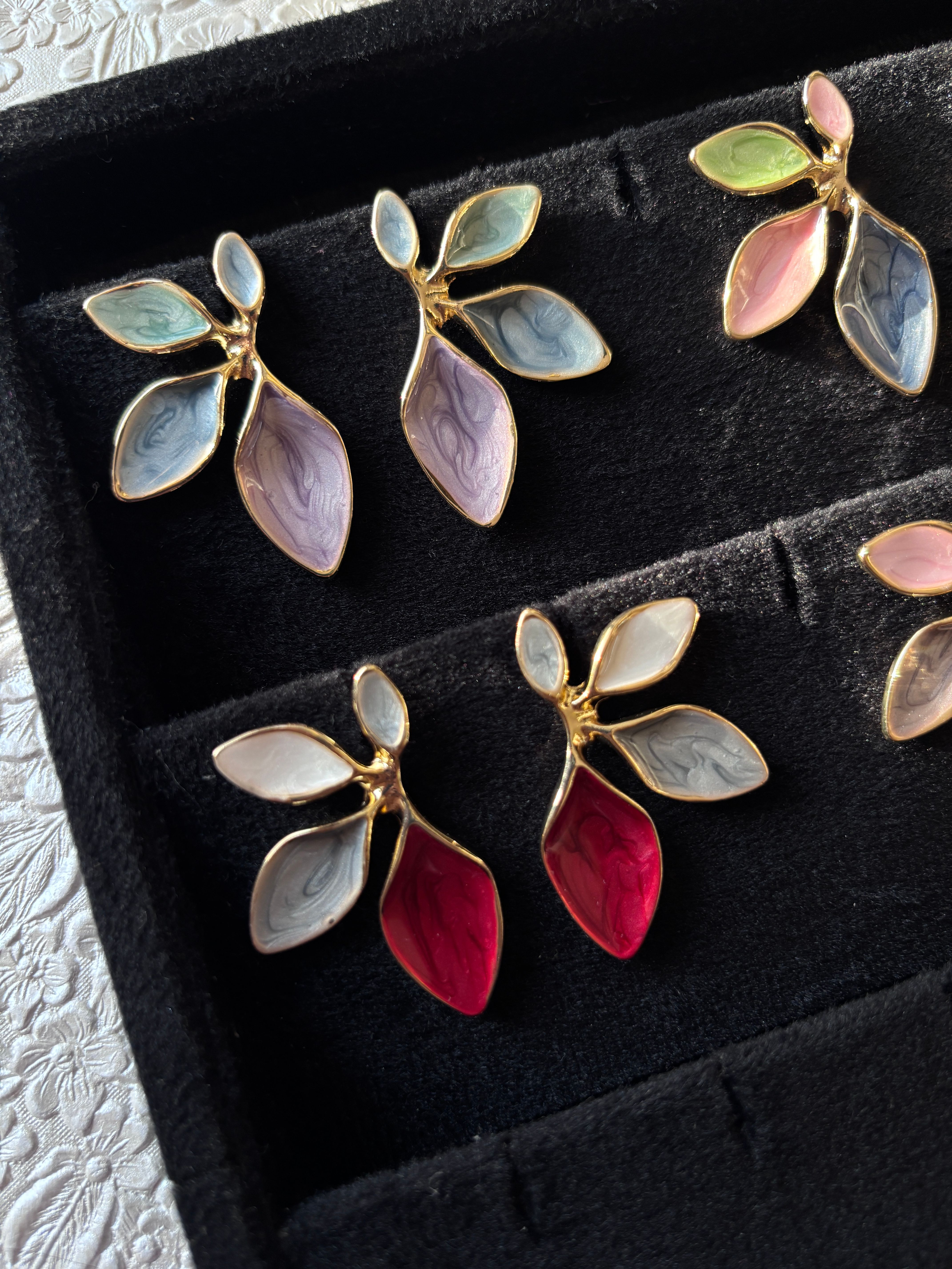 Pearlescent Foliage Cluster Earrings